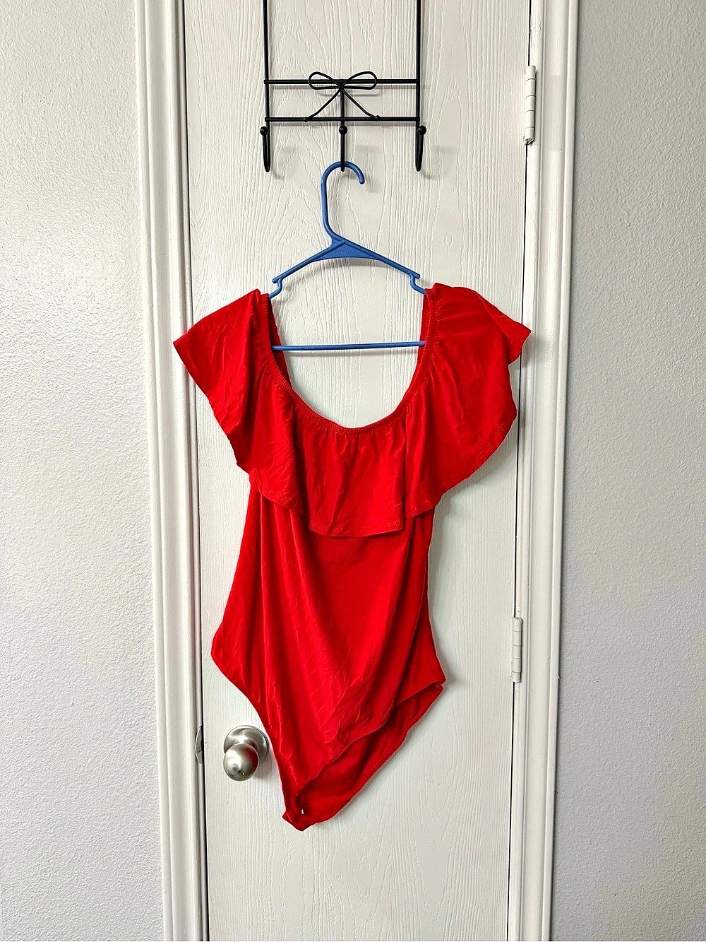 Red Ruffle Bodysuit Like New